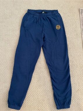 Navy ROOTS Sweatpants with Gold Emblem